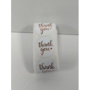 Наліпка 40мм (50 шт) білі thank you