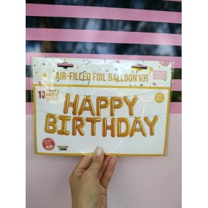 Фольгований напис Happy birthday золото 01524