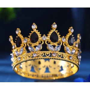 Корона міні 9 см золото чорні каменці