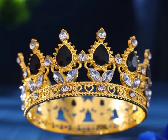 Корона міні 9 см золото чорні каменці