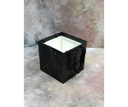 Пакет подарунковий чорний 15/15/15 Marble 98827
