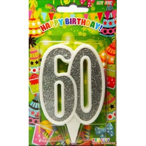 Свічка цифра ювілейна срібло "60"