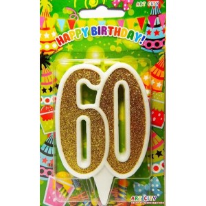 Свічка цифра ювілейна золото "60"