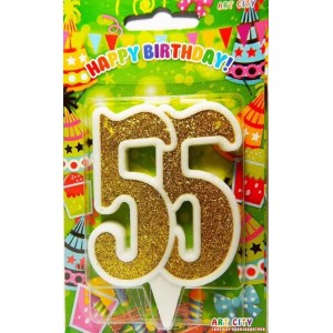 Свічка цифра ювілейна золото "55"