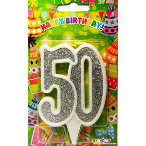 Свічка цифра ювілейна срібло "50"