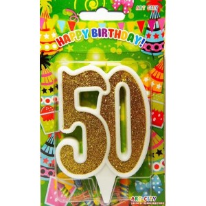 Свічка цифра ювілейна золото "50" 