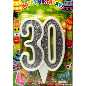 Свічка цифра ювілейна срібло "30"