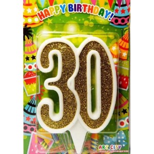  Свічка цифра ювілейна золото "30" 