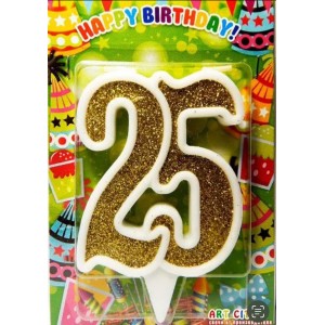 Свічка цифра ювілейна золото "25" 