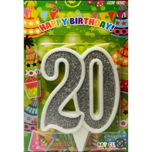 Свічка цифра ювілейна срібло "20" 