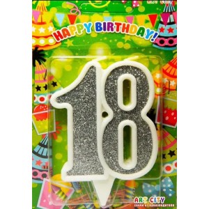 Свічка цифра ювілейна срібло "18" 