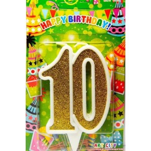 Свічка цифра ювілейна золото 10