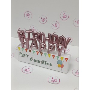 Свічки літери Happy birthday рожеве золото