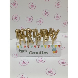 Свічки на торт Happy birthday золото