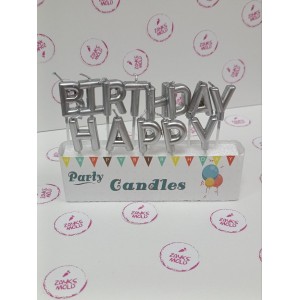 Свічки на торт Happy birthday срібло
