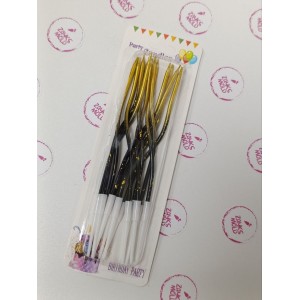 Свічки для торта хвилясті кручені золото чорне омбре перламутр 12 шт 14567