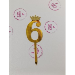 Топер цифра з короною золото 6