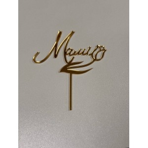 Топер мамі квітка на ножці золото акрил